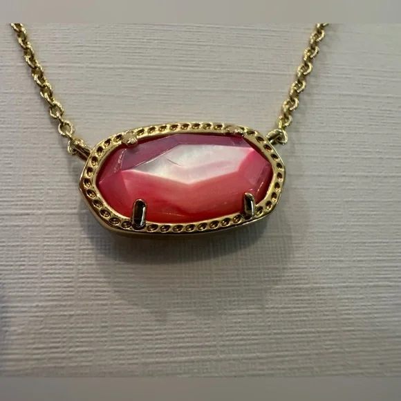 Kendra Scott Elisa Necklace Gold chain in Blush Ivory MOP NEW pink - Picture 5 of 7